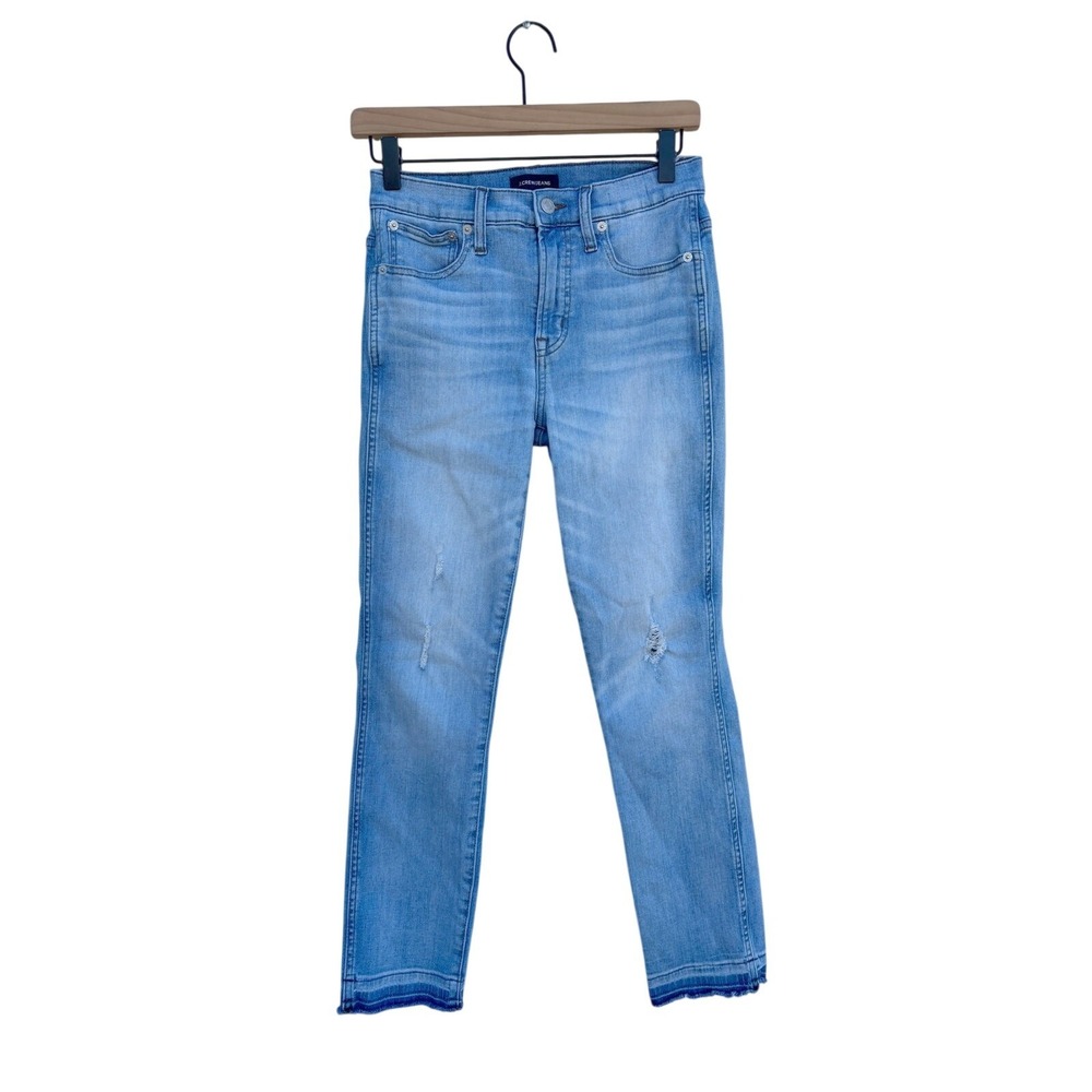 J.Crew Jeans Womens 25‎ Light Wash Distressed High Rise Slim Straight Raw Hem